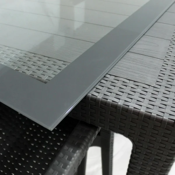Table vitré Crystal Garden et 6 chaises 90x150 cm – Image 3