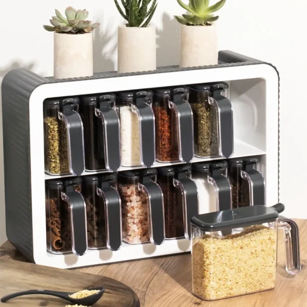 Set de 12 pots à épices avec support mural – Image 4