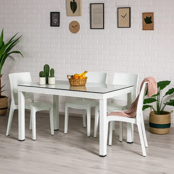 Table vitré Opale Garden et 4 chaises 70x120 cm – Image 2