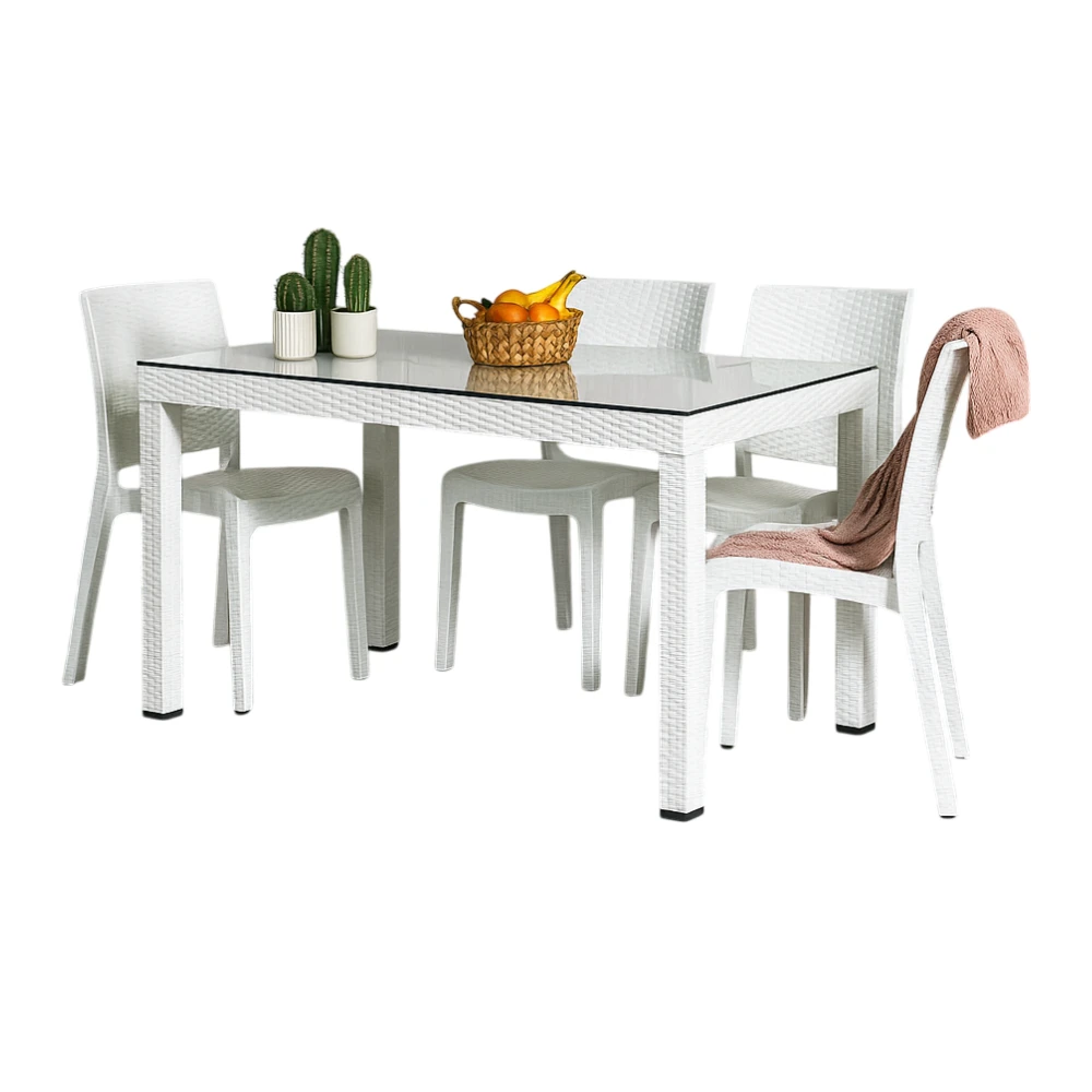 946 Table vitré Opale Garden et 4 chaises 70×120 cm