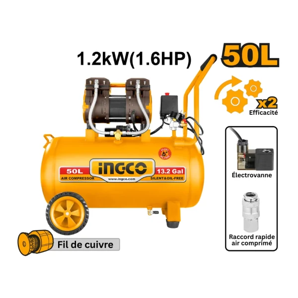 INGCO Compresseur à air 50L 1200W 1.6HP
