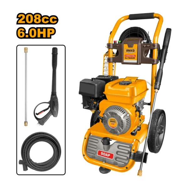 INGCO Nettoyeur à haute pression 6.0HP essence 208cc – 214 Bar