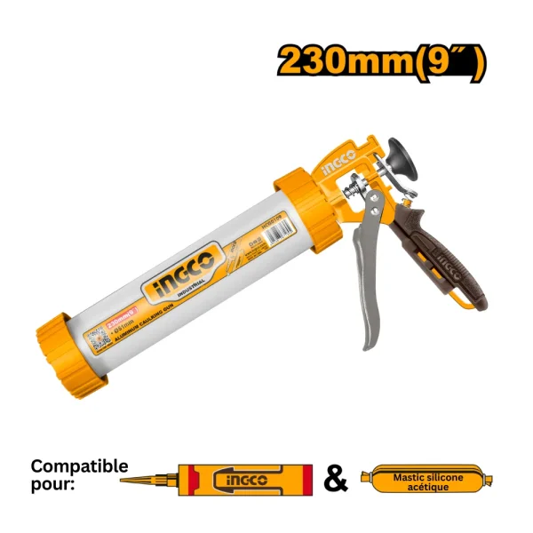 INGCO Pistolet à calfeutrer en aluminium 230 mm (9")