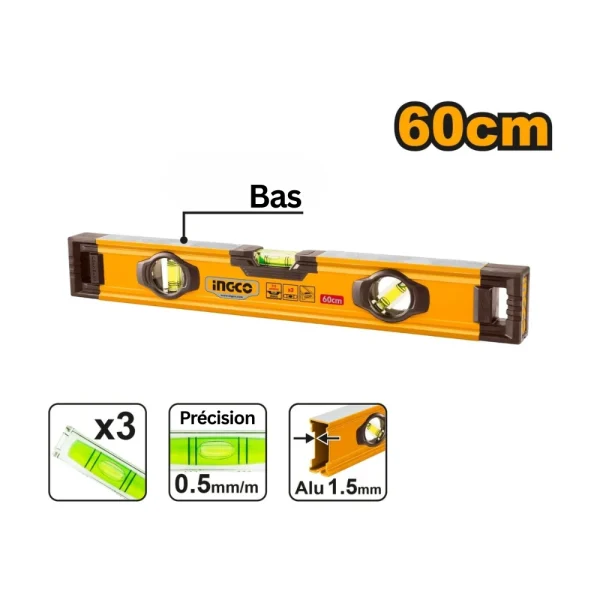 INGCO Niveau maçon 60 cm alu