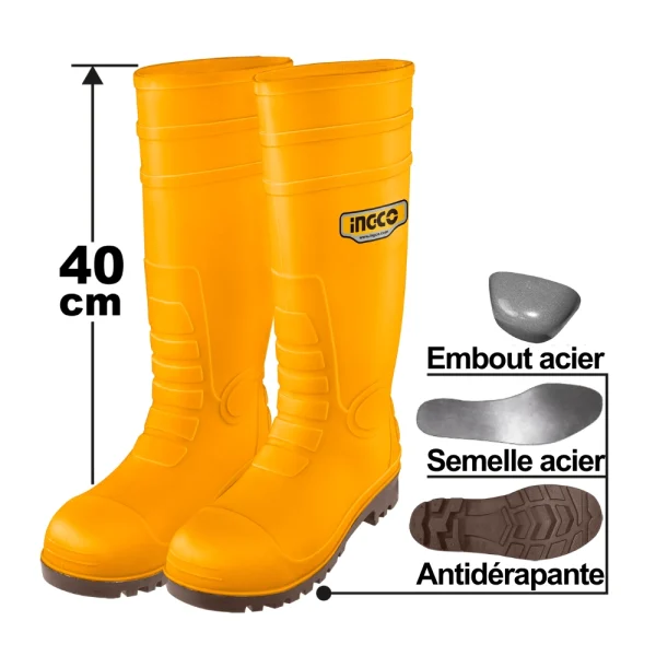 Botte PVC de sécurité S1P jaune – 39 à 46