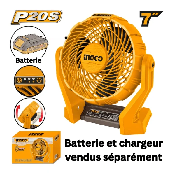 Ventilateur sans fil 20V 7"