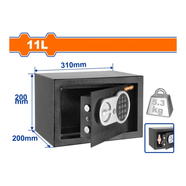 Coffre-fort électronique 11L - 5,3 kg (20×31×20 cm)