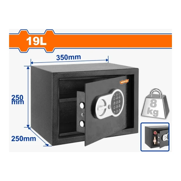 Coffre-fort électronique 19L - 8 kg (25×35×25 cm)