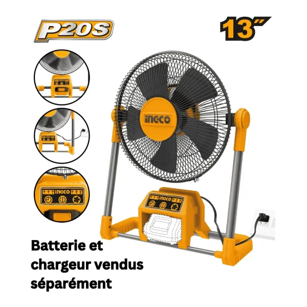 Ventilateur sans fil 20V 13"