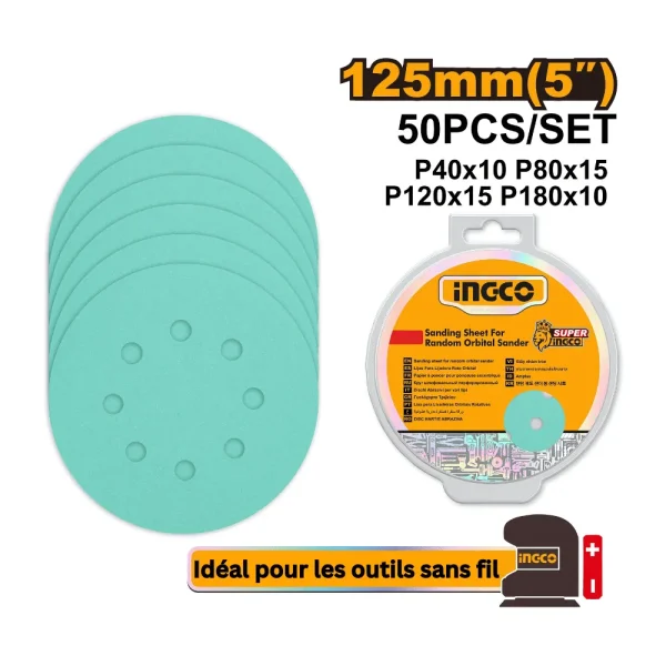 Feuille abrasive pour ponceuse orbitale aléatoire 125 mm