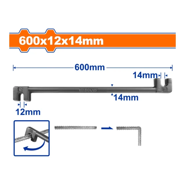Griffe ferrailleur 600 x 12 x 14 mm