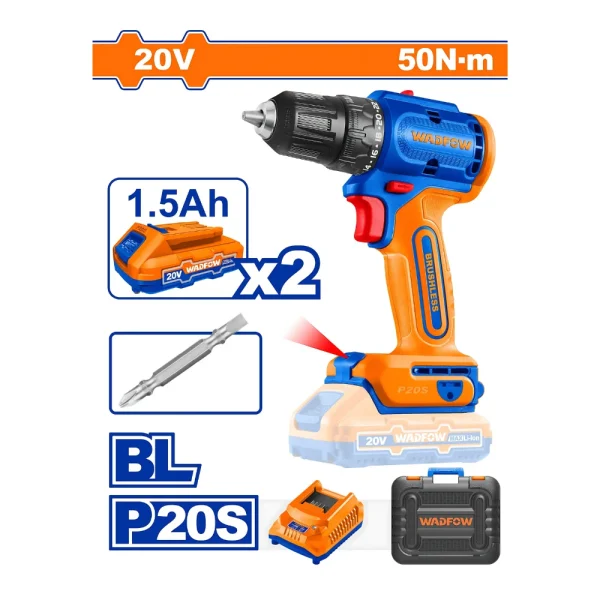 Perceuse sans fils 20V avec 2 batteries 1.5A + 1 chargeur