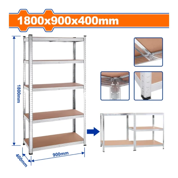 Étagère de rangement 5 niveaux 1,8m