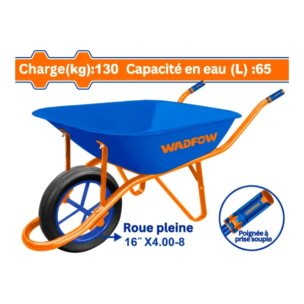 Brouette 130 kg avec roues solides