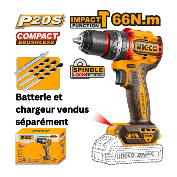 Perceuse à Percussion sans fil 20V 66Nm