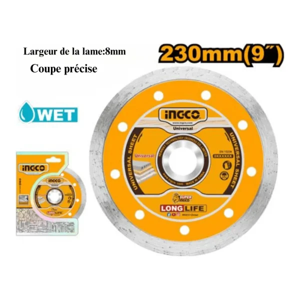 Disque à tronçonner diamant 230 mm (9") x 22,2 mm