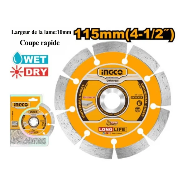 Disque à tronçonner diamant 115 mm (4-1/2") x 22,2 mm