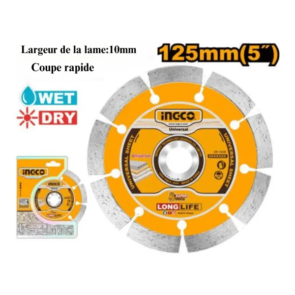 Disque à tronçonner diamant 125 mm (5") x 22,2 mm