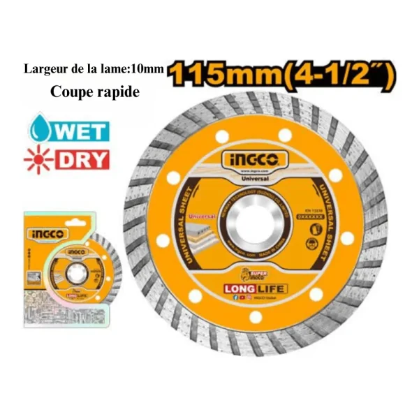 Disque à tronçonner diamant 115 mm (4-1/2") x 22,2 mm