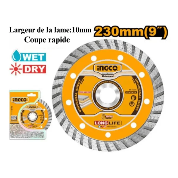 Disque à tronçonner diamant 230 mm (9") x 22,2 mm