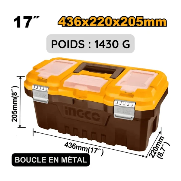Boîte à outils en PVC charnière métal 17"
