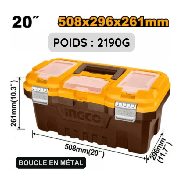 Boîte à outils en PVC charnière métal 20"