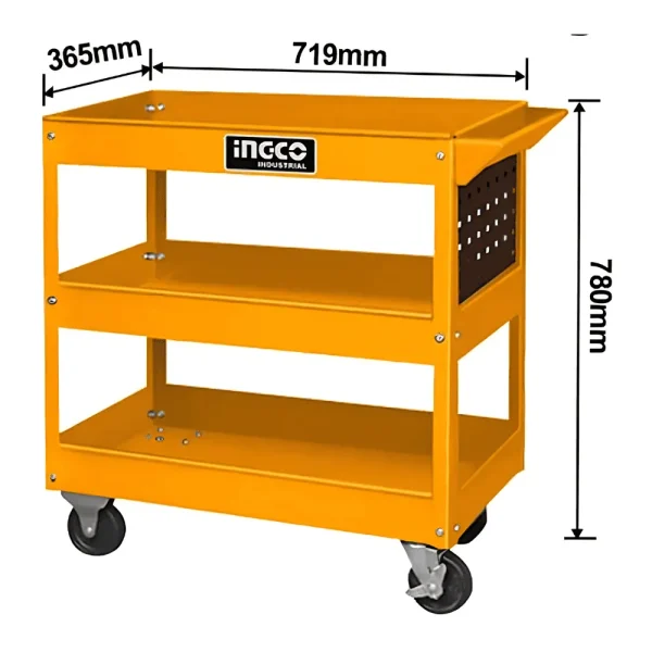 Servante d'atelier métallique à roulettes 3 niveaux capacité 136 kg