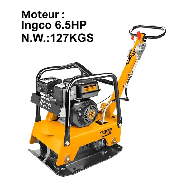 Compacteur à plaque réversible moteur essence 6.5HP 4.8kW 25kN