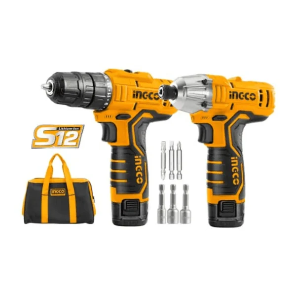 Kit sans fil perceuse + boulonneuse 12V avec 2 batteries 1.5A + 1 chargeur