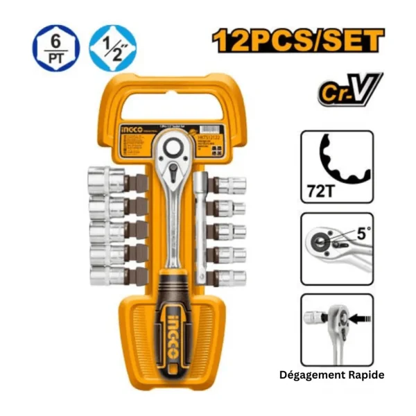 Jeu de douilles 1/2" 12 pièces