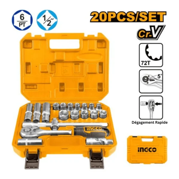 Jeu de douilles 1/2" 20 pièces