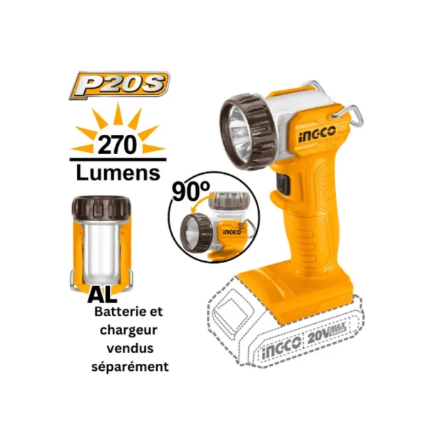 Lampe torche sans fil 20V 5W