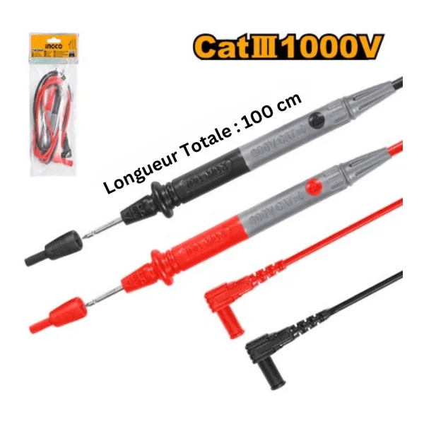 Cordons de test pour multimètre CAT III 1000V 1m