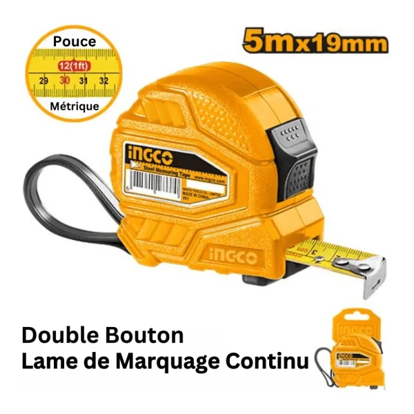 Metre a ruban en acier 5m x 19 mm