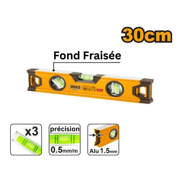 Niveau maçon 30 cm alu