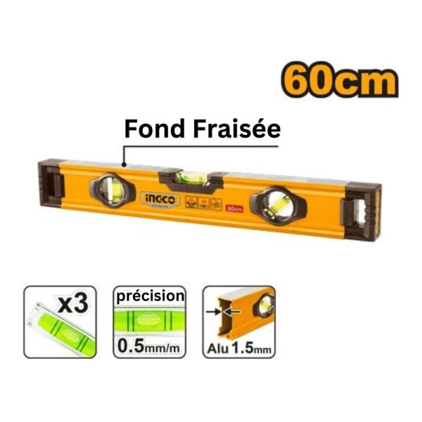 Niveau maçon 60 cm alu
