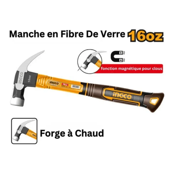 Marteau arrache clou 450g 16oz