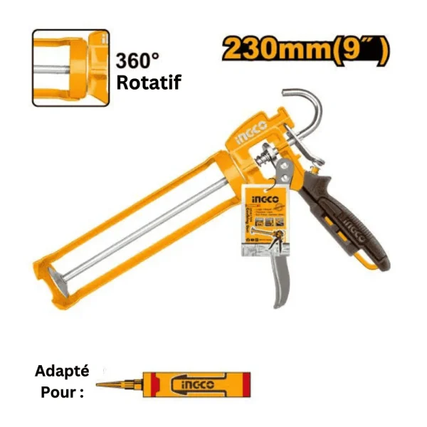 Pistolet à calfeutrer manche en aluminium 230 mm (9")
