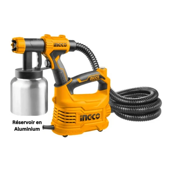 Pistolet à peinture hvlp 550W réservoir en aluminium