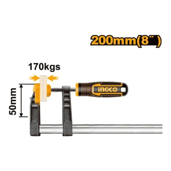 Serre-joint avec poignée en plastique 170 kg 8" 50 x 200 mm