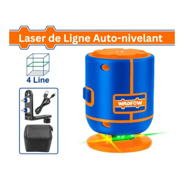 Niveau laser 30 m auto-nivelant faisceaux verts 4 lignes