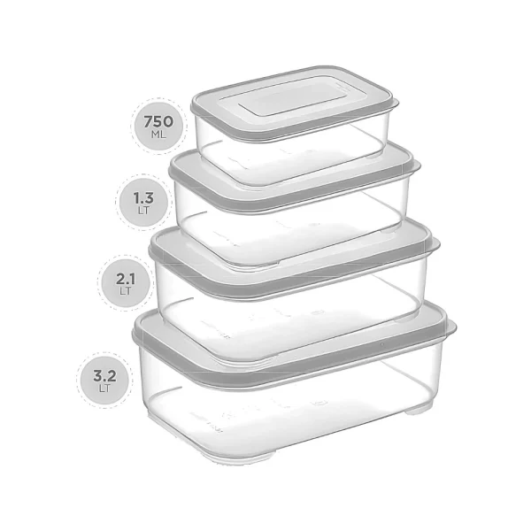 Set de 4 boîtes de conservation 0.75 à 3.2L – Image 2