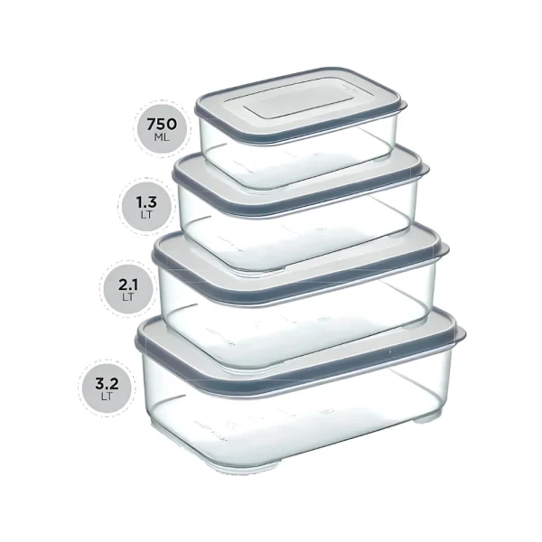 Set de 4 boîtes de conservation 0.75 à 3.2L – Image 3