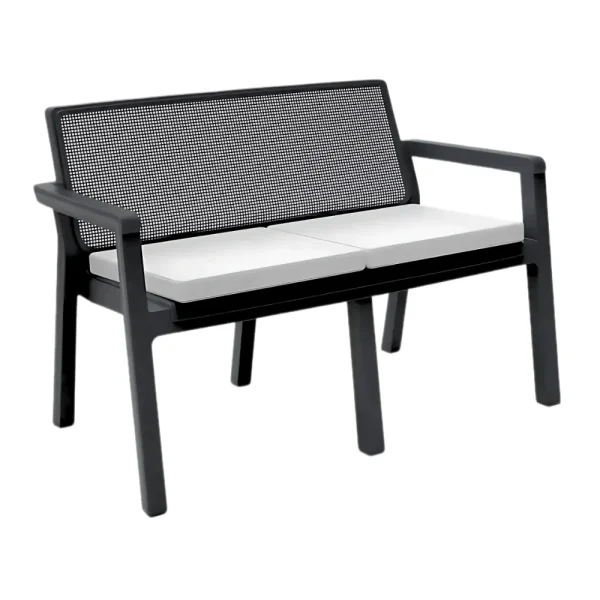 Salon d’extérieur Milano avec coussins – 6 places + table basse Noir – Image 3