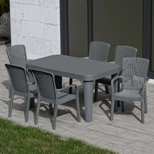 Table Majestic Outdoor et 6 chaises 90x150 cm – Image 2