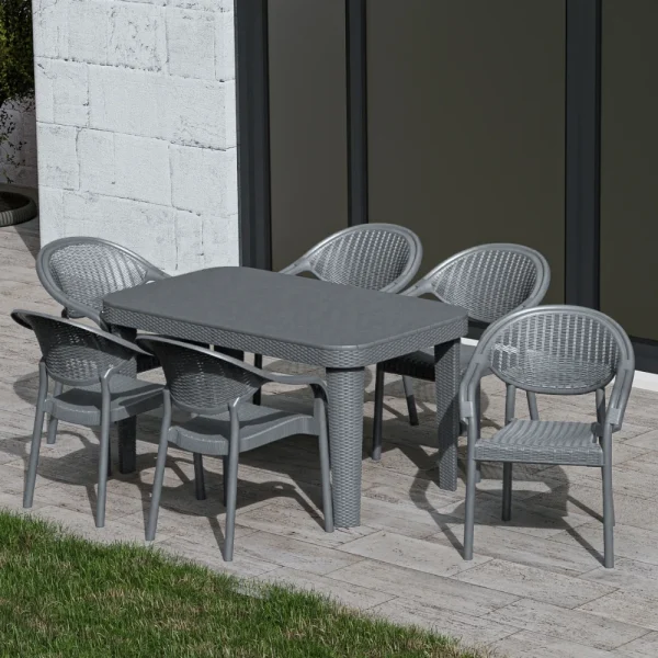 Table Terrasse Bohème et 6 chaises 90×150 cm – Image 2