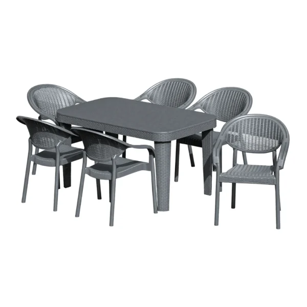 248 Table Terrasse Bohème et 6 chaises 90×150 cm