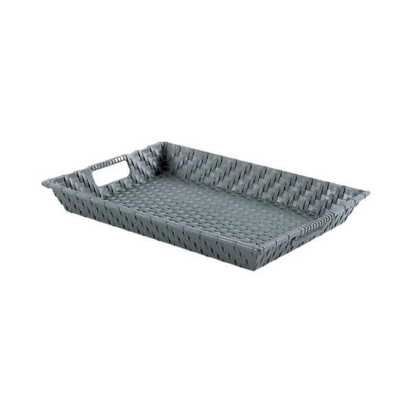 Plateau tressé rectangulaire en plastique 31x43 cm – Image 2