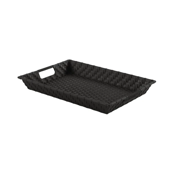Plateau tressé rectangulaire en plastique 31x43 cm – Image 3