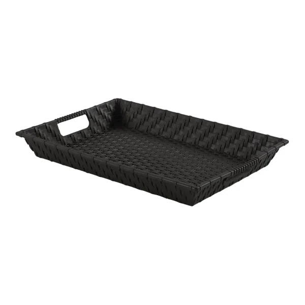 Plateau tressé rectangulaire en plastique 35x49 cm – Image 3